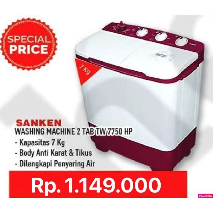 SANKEN MESIN CUCI 2 TABUNG 7KG TW-7750HP Termurah