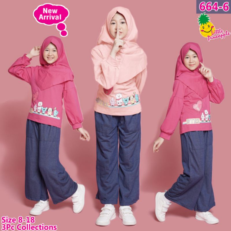 Setelan stelan anak perempuan tanggung little pineapple bts