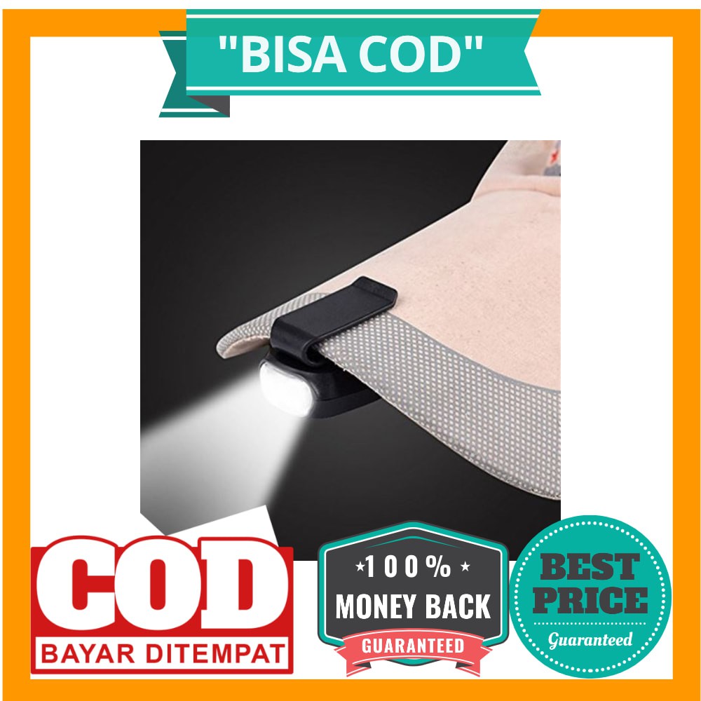 BISA COD TaffLED Senter Clip Topi 90 Degree Rotatable 3 LED COB - 3325 - Black