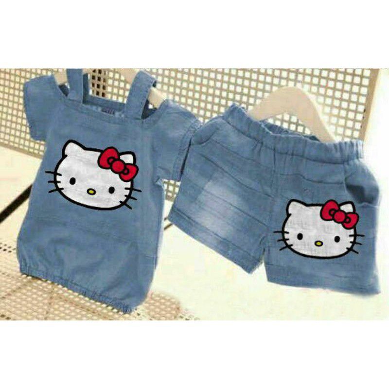 set denim anak 2-5thn/baju santai kids/baju harian anak perempuan/baju hangout kids/kondangan
