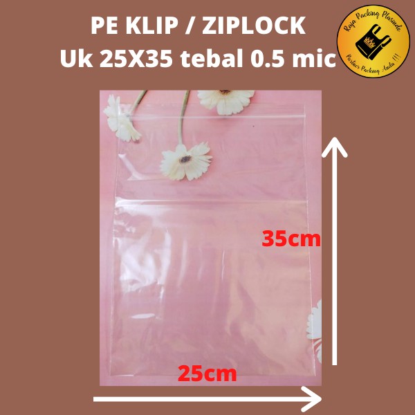 &lt;isi 50&gt; Plastik PE Klip Cetik Ziplock uk 25x35 Tebal 0,4 | plastik Packing olshop zipper promo