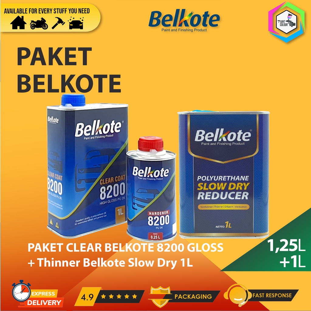 PAKET CLEAR BELKOTE 8200 Gloss 1,25L + Thinner Belkote Slow Dry