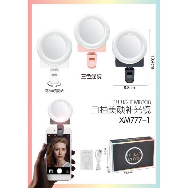 XM777-1 LAMPU SELFIE RING LIGHT MIRROR TEMPEL / LAMPU BIGO / LAMPU SELFIE RINGLIGHT