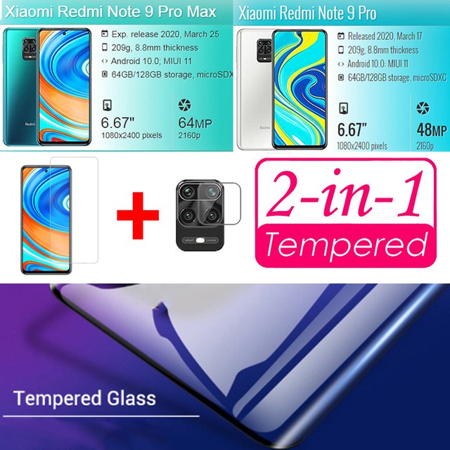 PAKET Tempered Glass Clear Pelindung Layar + Tempered Glass Camera Xiaomi Redmi Note 9 Pro / 9s