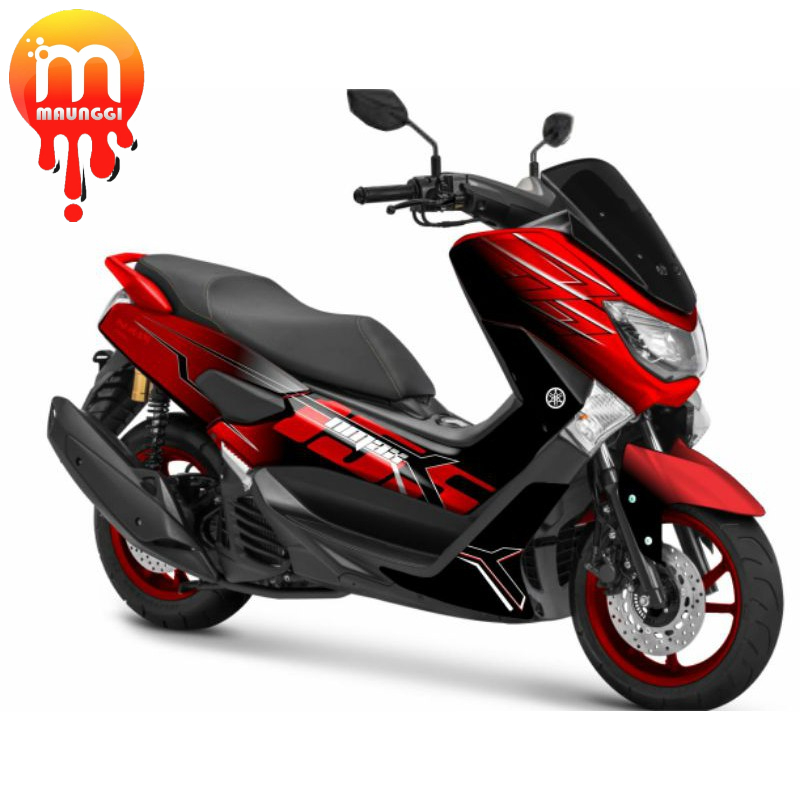 Decal nmax 155 Full Body Motif Simple Hitam merah striping nmax lama 155 full body stiker nmax 155