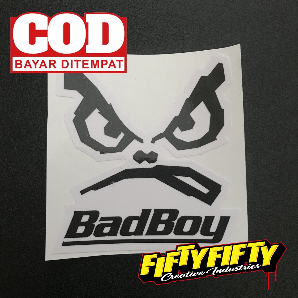 Stiker Print Cut BAD BOY Stiker Printing Laminasi Glossy Stiker Motor Mobil Helm Sudah Membentuk Pola Desain