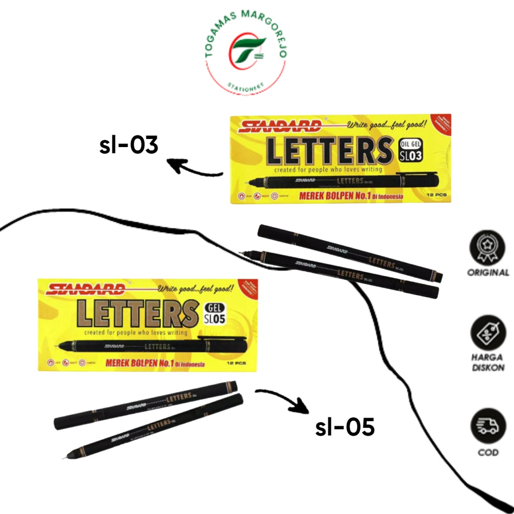 

READY STOCK !! BALLPEN GEL 0.5MM SL05 LETTERS BLACK STANDARD