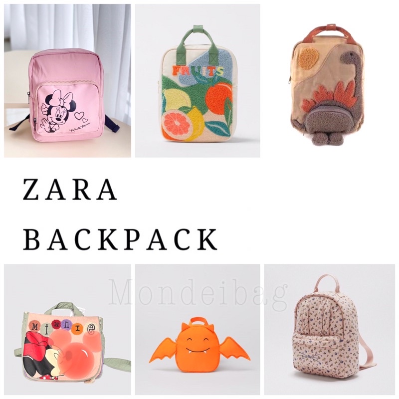 ORIGINAL  Zara kids - backpack bunny flower pink , disney minnie mouse , fruit, dino, bat orange / t
