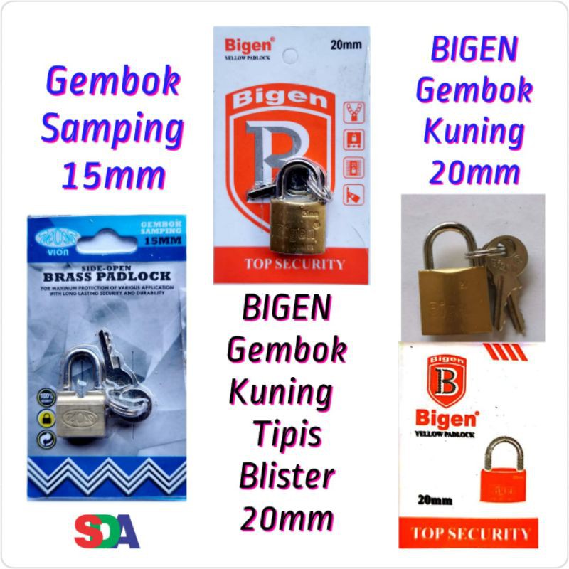 Bigen Gembok Kuning /Gembok Koper 20mm