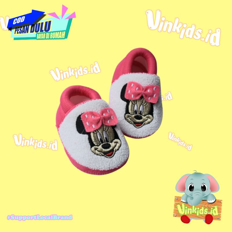 Sepatu Anak Bayi Perempuan Prewalker Lucu 0-12 Bulan Karakter Minnie Mouse