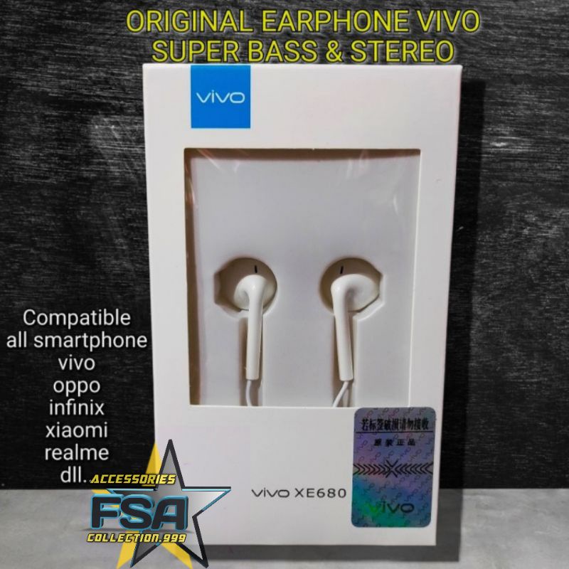 [XE-680] HEADSET VIVO ORI BASS STEREO EARPHONE VIVO Y91 Y95 V11