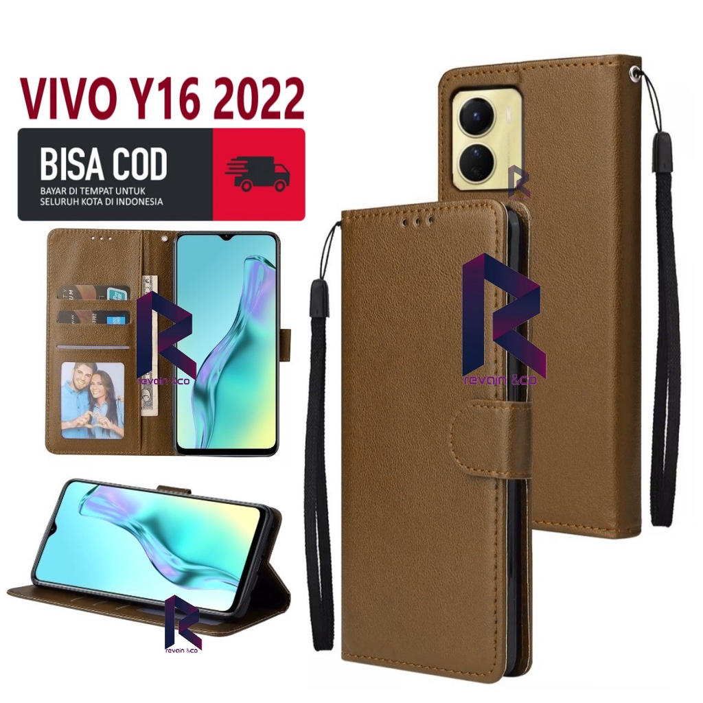 FLIP COVER VIVO Y16 2022 FLIP WALLET LEATHER KULIT PREMIUM SARUNG BUKA TUTUP FLIP CASE VIVO Y16 2022