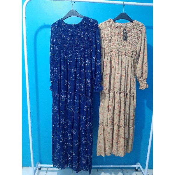 Gamis Ceruty Motif Bunga, Gamis bunga, gamis ceruty