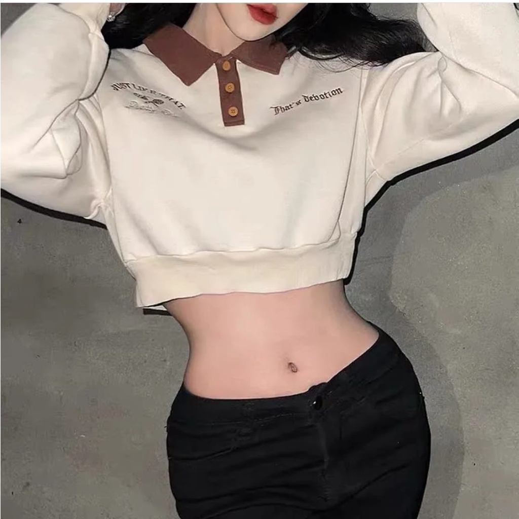 PAKAIAN WANITA / JUST LIKE THAT SWEATER KERAH WANITA / SWEATER CROP WANITA