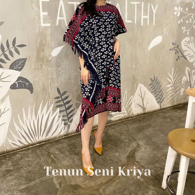 Dress tenun terbaru motif bunga ceplok || baju tenun wanita kekinian || dress tenun asli troso jepar
