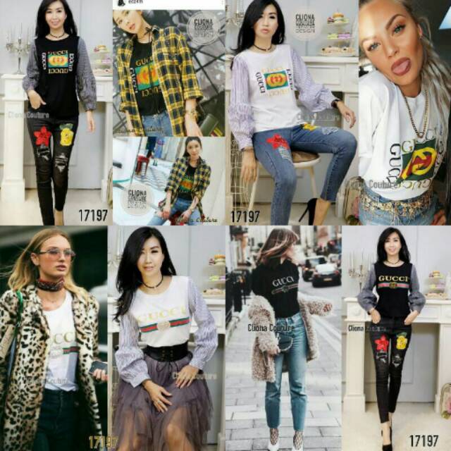 GU*CCI TEE MIX COTTON  LONG SLEEVES ( 2 MOTIF 2WRN )