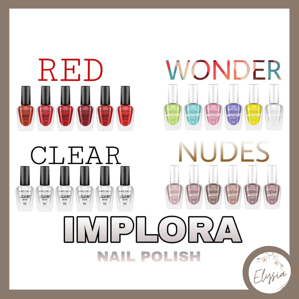 [SALE] Implora Nail Polish / Implora kutek / Cat Kuku Red Clear Nudes Wonder (Isi 6 pcs)