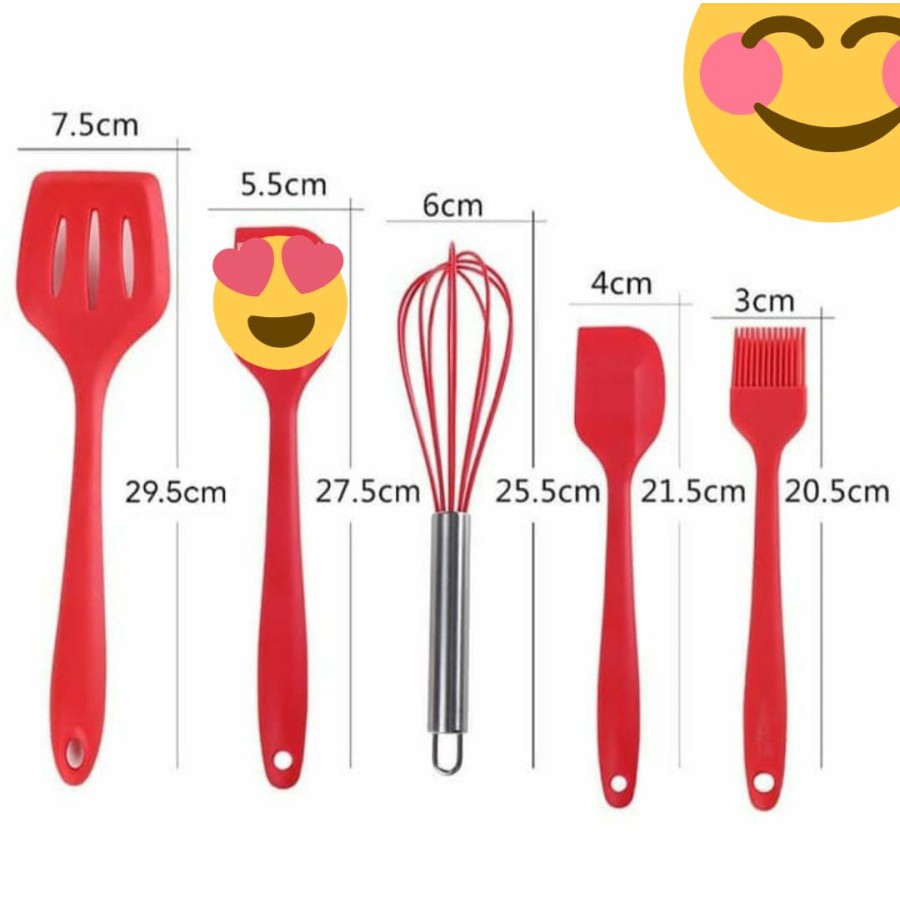 [COD] SPATULA SET SILICON 5PCS / SUTIL ALAT MASAK KITCHEN TOOLS SET MISTER ORDER