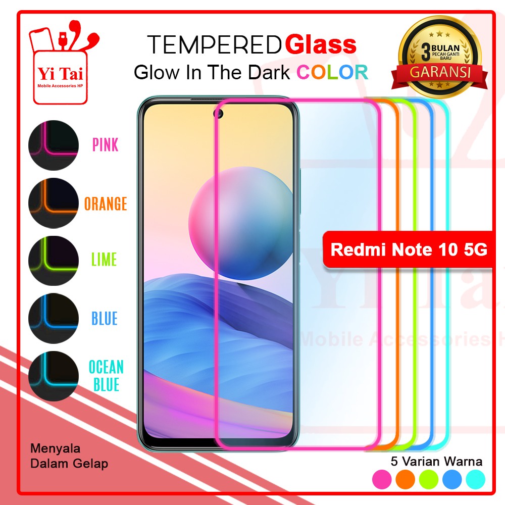 YI TAI - Glow In The Dark Tempered Glass Xiaomi Redmi Note 10 5G 4G Note 10S Note 10 Pro