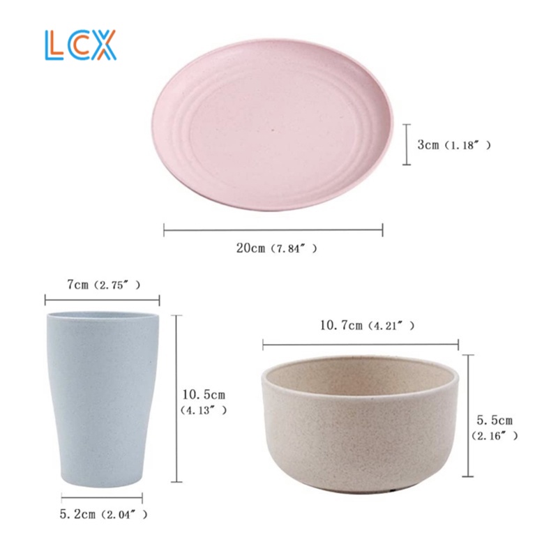 LCX Mangkok Wheat Straw Mangkuk Jerami / Gelas Plastik / Piring / Dinner Plate Piring Bulat