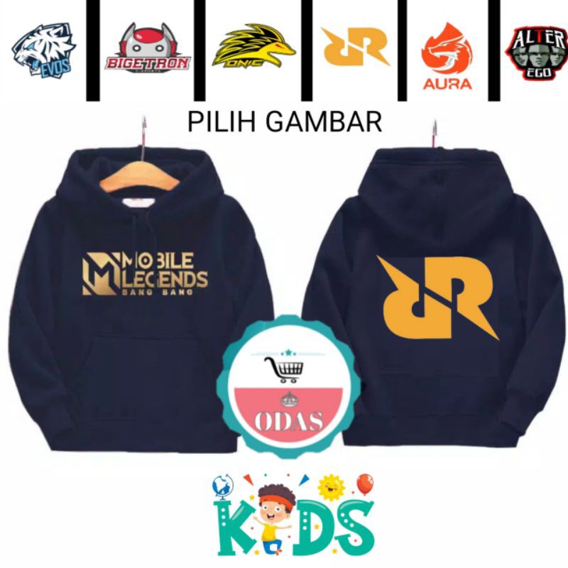 jaket anak mobile legends RRQ pilih gambar / jaket Hoodie anak / sweater anak / pakaian jaket anak