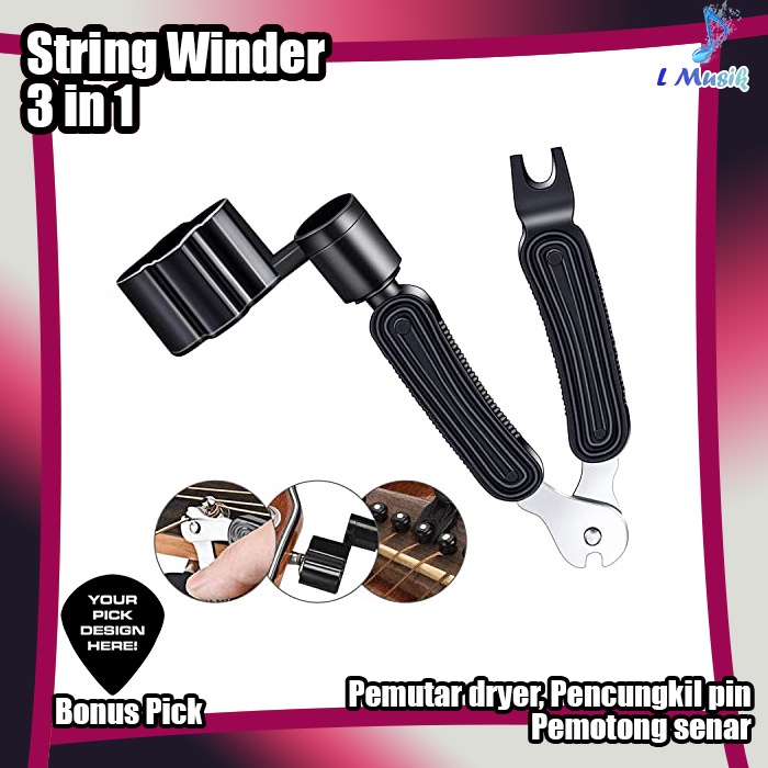 STRING WINDER Alat Pemutar Senar 3in1 String Winder Cutter Pin Puller Premium Import Quality