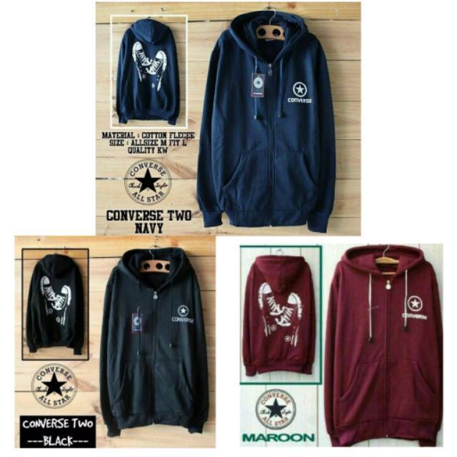 JAKET HOODIE CONVERSE SHOES HITAM NAVY MERAH MAROON BIRU DONGKER PRIA WANITA
