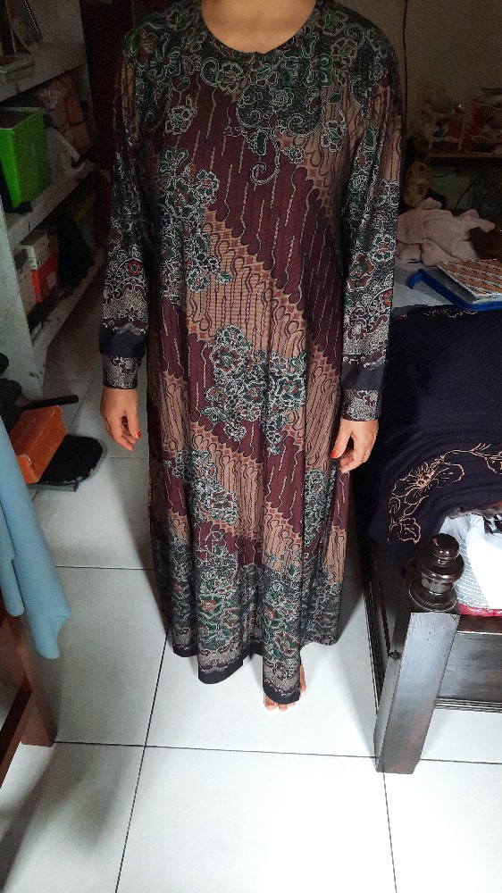 Ariana Maxy Original By Akasia Gamis Syari Calvin Jeans Motif Batik Tebal.melar