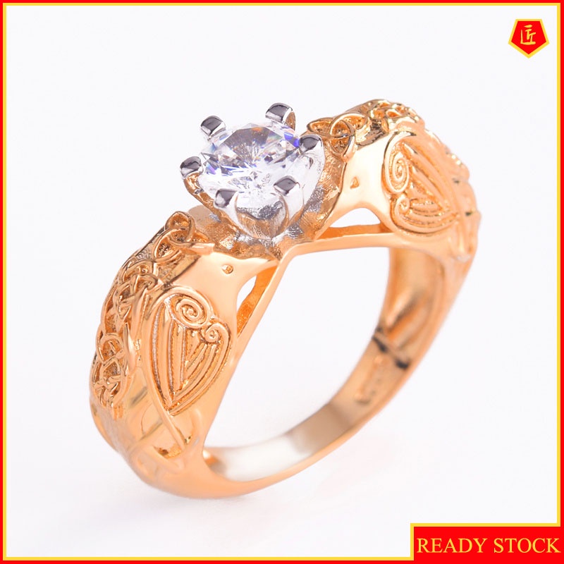 [Ready Stock]Creative Elegant 18K Gold Totem Diamond Ring