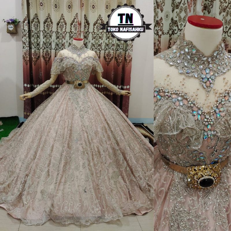 ballgown pengantin mewah | wedding dress | kebaya pengantin payet modern | baju pengantin
