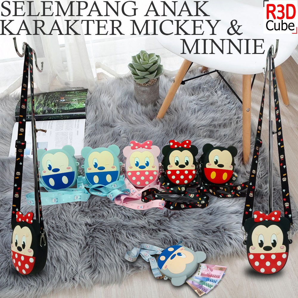 Tas Import Selempang Anak Mini JELLY Karakter Minnie & Mickey Disney Real Pict