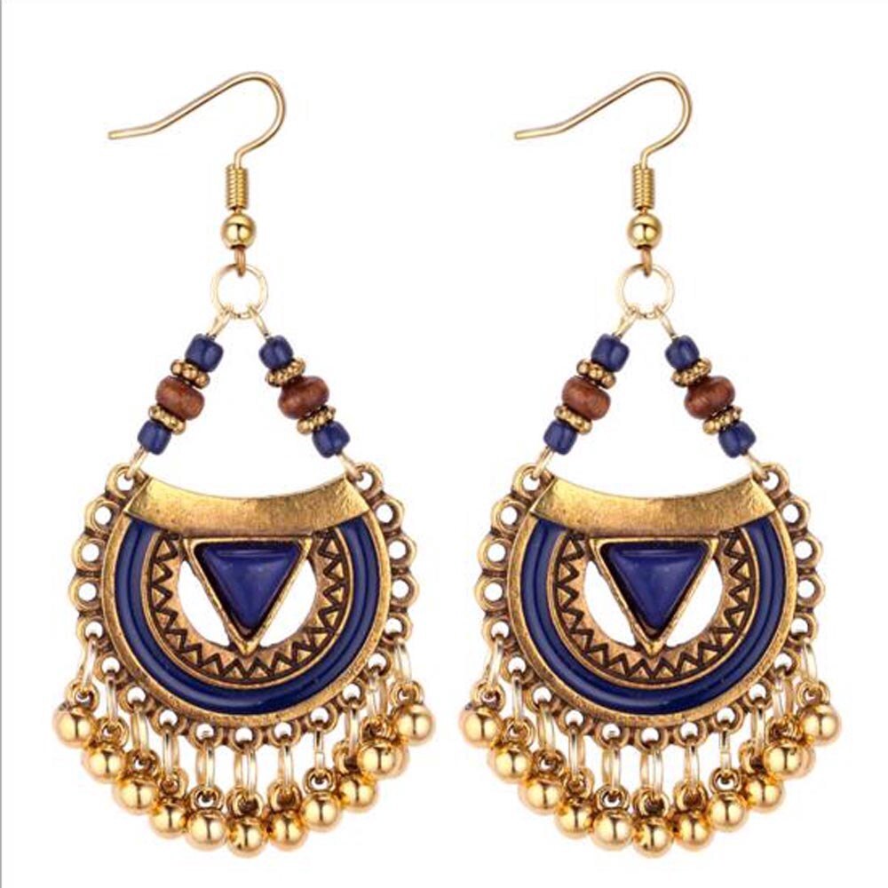 Anting Kait Gantung Desain Lonceng Warna Gold Gaya Indiantribalantiketnikgipsiturki Untuk Wanita