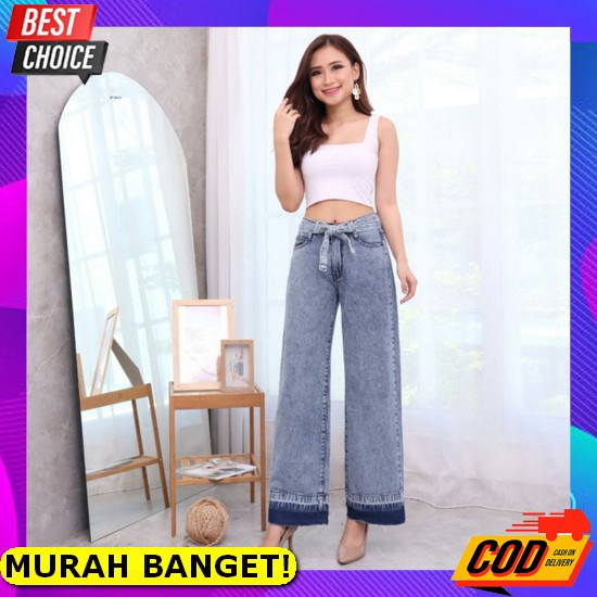 Celana Jeans Wanita Kekinian Gibson Jeans Ld Raisa Slit Jeans Import 8 Fwr - Celana Kulot Belt Boyfr