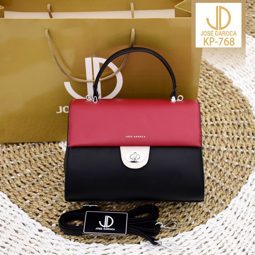 JOSE DAROCA DUAL TONE HANDLE FLAP BAG ~KP-768~ ORIGINAL