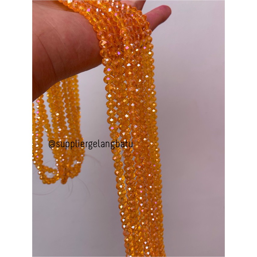 Crystal Ceko transparan 8mm ORANGE bening OREN beads manik donat bahan