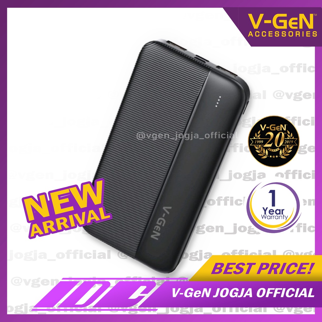 Powerbank V-GeN V10K25 10.000 mAH Support Type C Input Slim Design