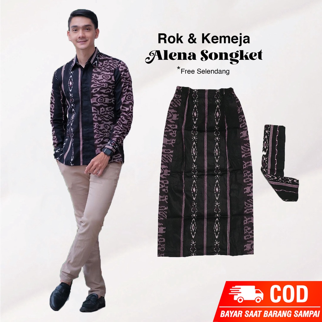 BAYAR DI TEMPAT Batik Couple Rok span &amp; Kemeja Panjang Batik Lengan Panjang Aneka Motif TERBARU