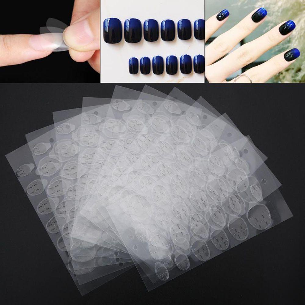 Mxbeauty 10 Lembar / Lot Stiker Kuku Palsu Transparan Dua Sisi Untuk Nail Art Wanita