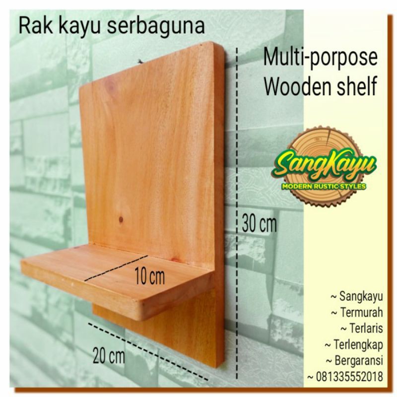 Rak dinding minimalis kayu 20x30 cm rak vas bunga dll Wooden shelves