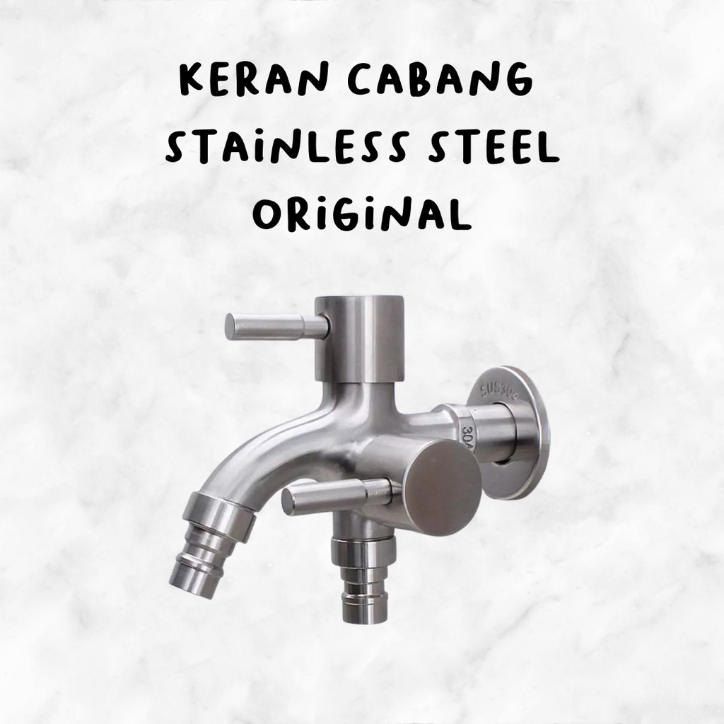 Kran Cabang stainless sus 304 / kran shower dingin / kran mesin cuci double