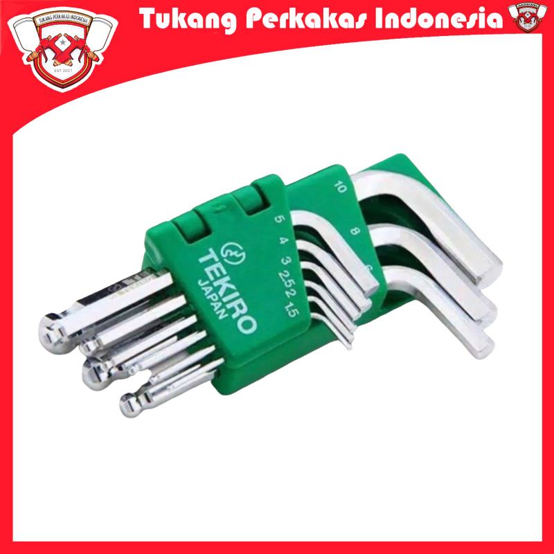 TEKIRO KUNCI L SET BALLPOINT PENDEK 9PCS/BALLPOINT HEX KEY SHORT SET 9PCS