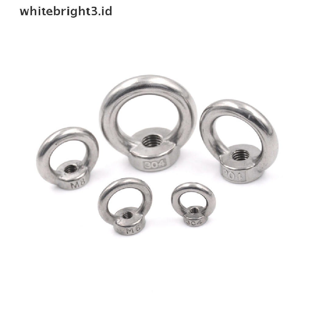 (whitebright3.id) M5 / M6 / M8 / M10 / M12 304 Cincin Pengangkat Mur Bahan Stainless Steel