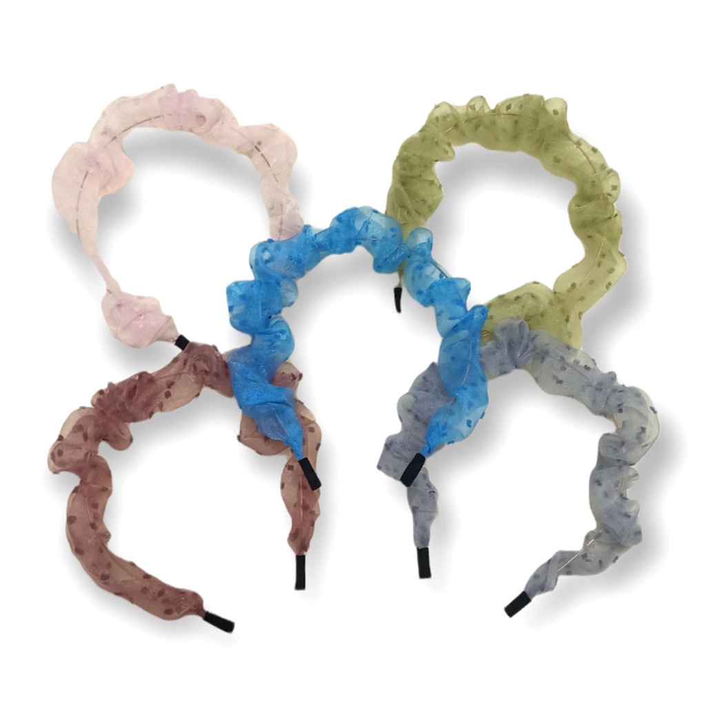 Bando Korea Kaca Organza Silk Dot Sweet Color Korea Head Band