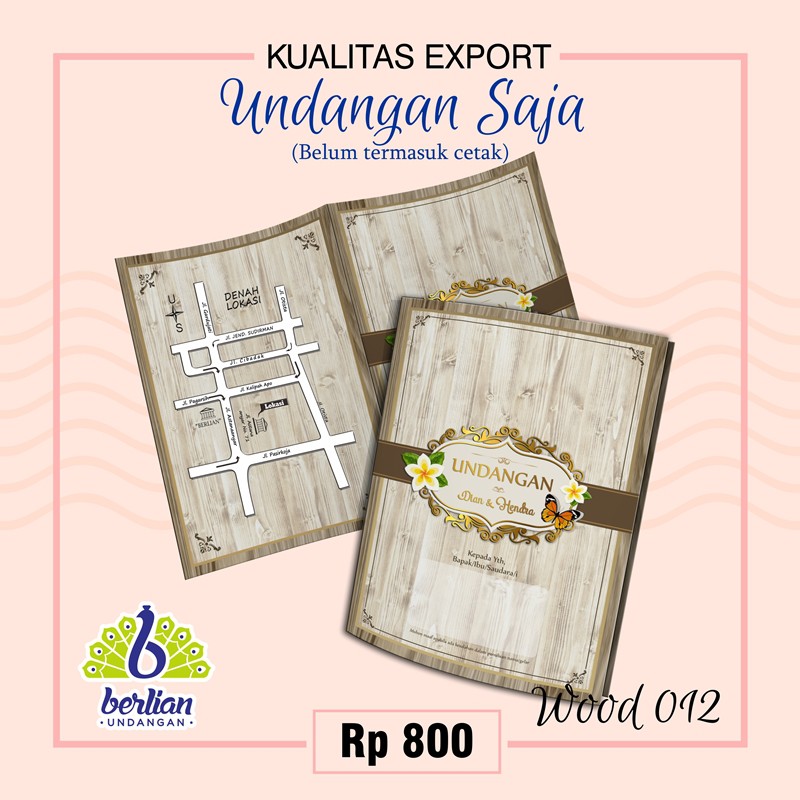 Blangko Undangan Pernikahan Murah Series Wood 012 Foil