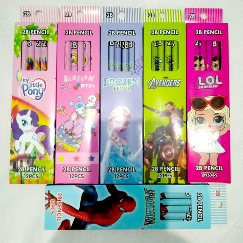 Pensil 2B karakter(12 pcs)/pensil 2B/stationery