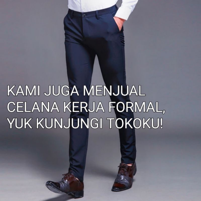 Celana Panjang Pria Chino Slimfit Casual Bahan Melar Tebal Elastis Warna Hitam Krem Abu Moca