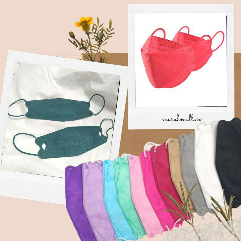MASKER KF94 WARNA WARNI MIX PASTEL HITAM PUTIH CAMPUR TALI SENADA KOREA KOREAN EARLOOP 4 PLY  DEWASA