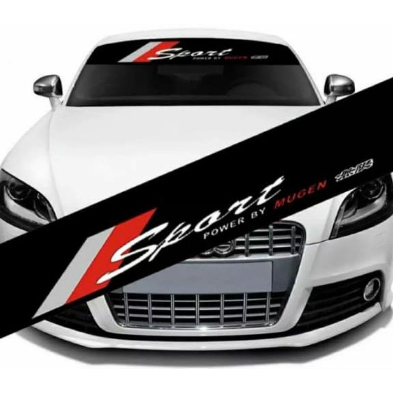 stiker kaca depan SPORT with background hitam mobil universal