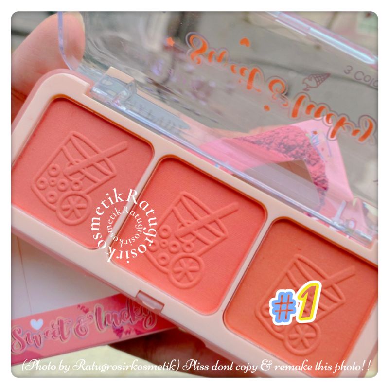 PROMO!!!BLUSHER PALETTE SWEET &amp; LUCKY 3 COLORS ANYLADY NO.772B