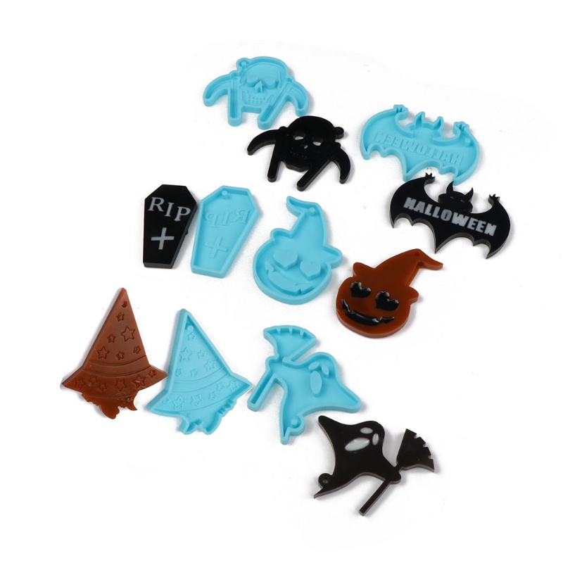 Cetakan Liontin Kalung Anting Bahan Silikon Resin Epoksi Desain Halloween